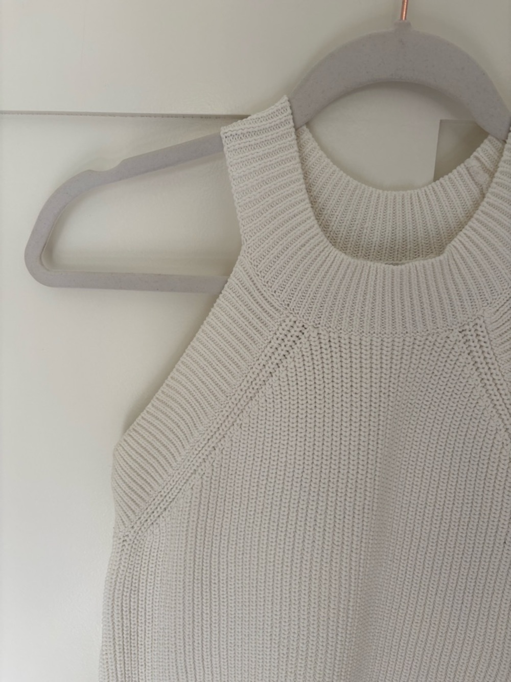 LOFT Ivory Ribbed Halter Tank Top Size M - Picture 4 of 7